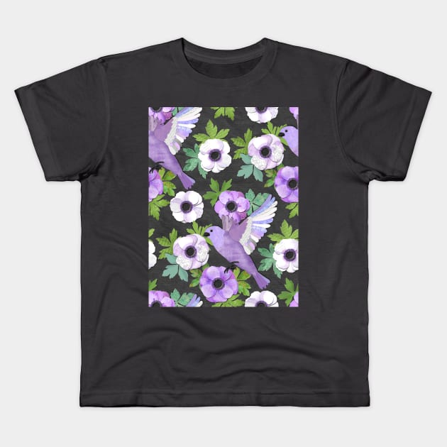 Purple Paper Anemone Collage Kids T-Shirt by micklyn